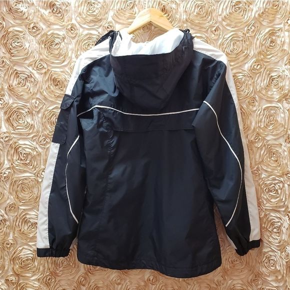 COLUMBIA Black & White Windbreaker Jacket Coat - Picture 3 of 12